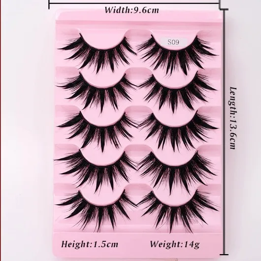 NEW 5Pairs Natural 3D Dramatic Fairy Clusters Manga Lashes Fake Eyelashes Wet Look Cosplay Lashes