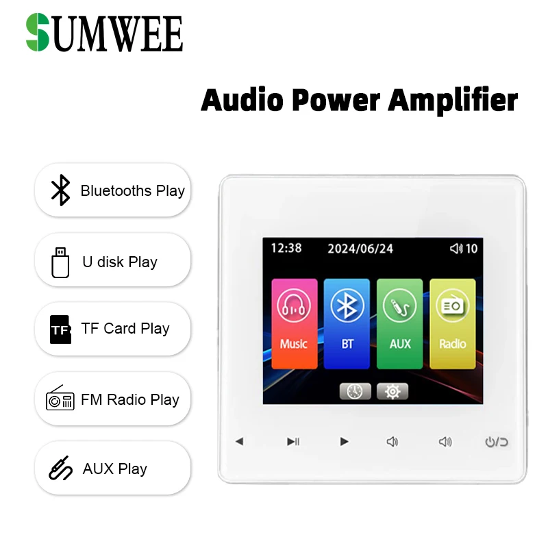 Home Background music player theater system MINI Audio wall Amplifiers ceiling speakers control panel sound TF USB FM controller