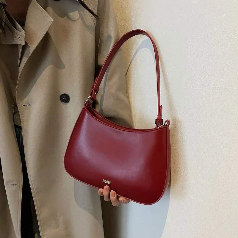 Red Underarm Shoulder Bags for Women 2025 New Texture Leather Crossbody Bag Luxury Designer Wedding Bride Handbags Trend