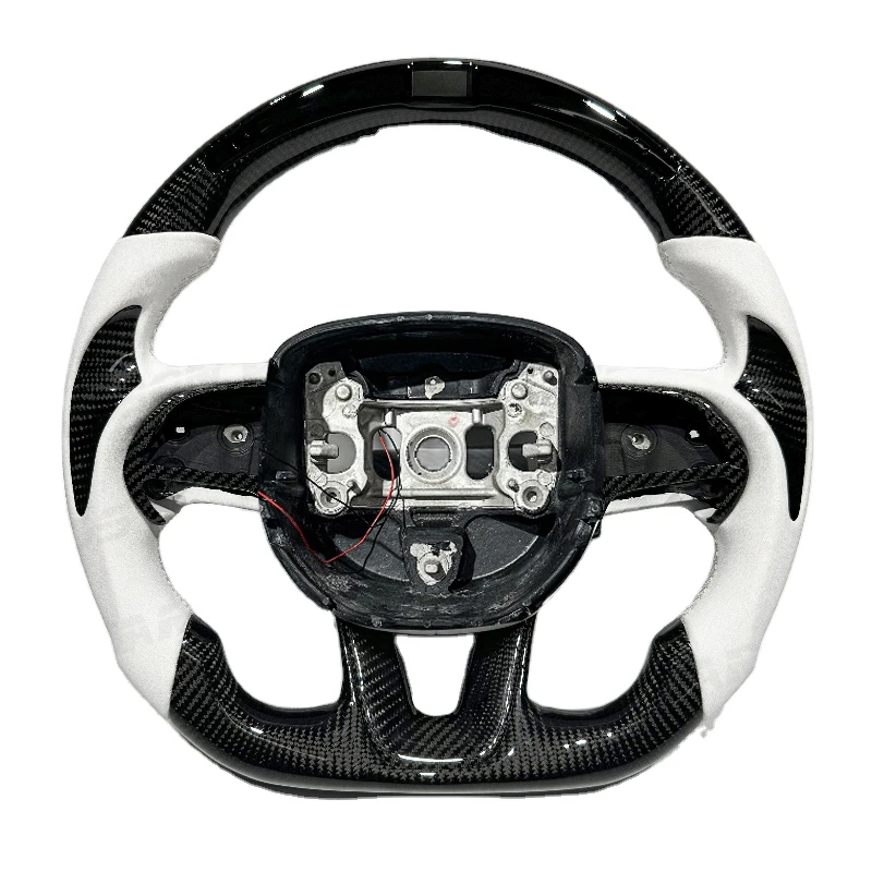 

White Steering Wheel for Dodge Challenger Hellcat with LED Carbon Fiber Sport Fashion Car Parts New Design 2023