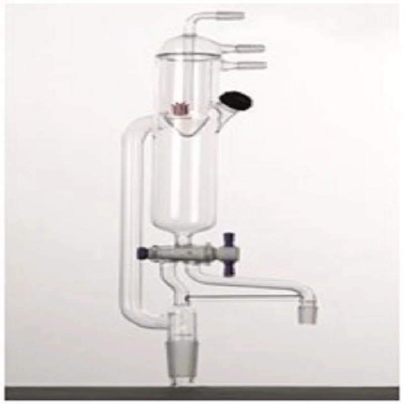 SYNTHWARE Solvent drying device with condenser, SOLVENT STILL, BUILT-IN CONDENSER, Male 24/40+14/20, Borosilicate glass, S14