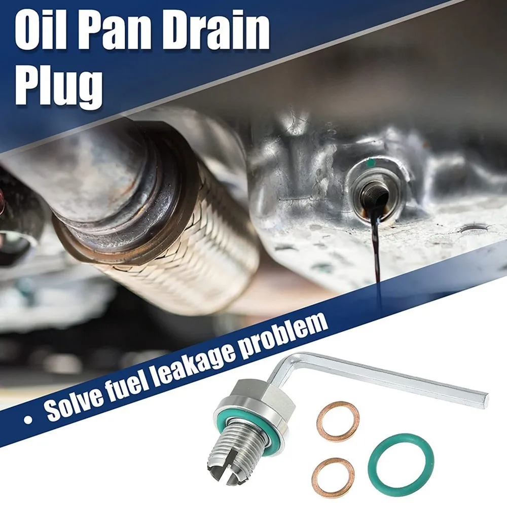 M12.1-1.25/1.5/1.75x 15mm Oil Drain Plug Oversize Piggyback Stainless Steel Self Tapping Oil Pan Thread Repair Kit with O-Ring 