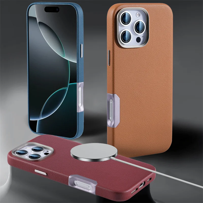 

All Inclusive Vegan Skin Cover For Apple iPhone 16 Pro Max 16 Plus Magsafe Case Wireless Charging Magnetic Protect Cover