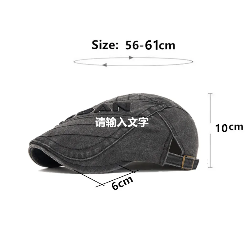 New spring summer washed 100% cotton berets for men Retro British solid color embroidery sports cap Golf hat Camping Fishing Hat