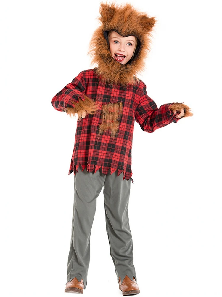Wolf Kinderkostüm Tier Outfit Halloween Performance Kleidung Kinder Bühnenkostüm Wolf Mann Tieranzug Traditionelle Chi...