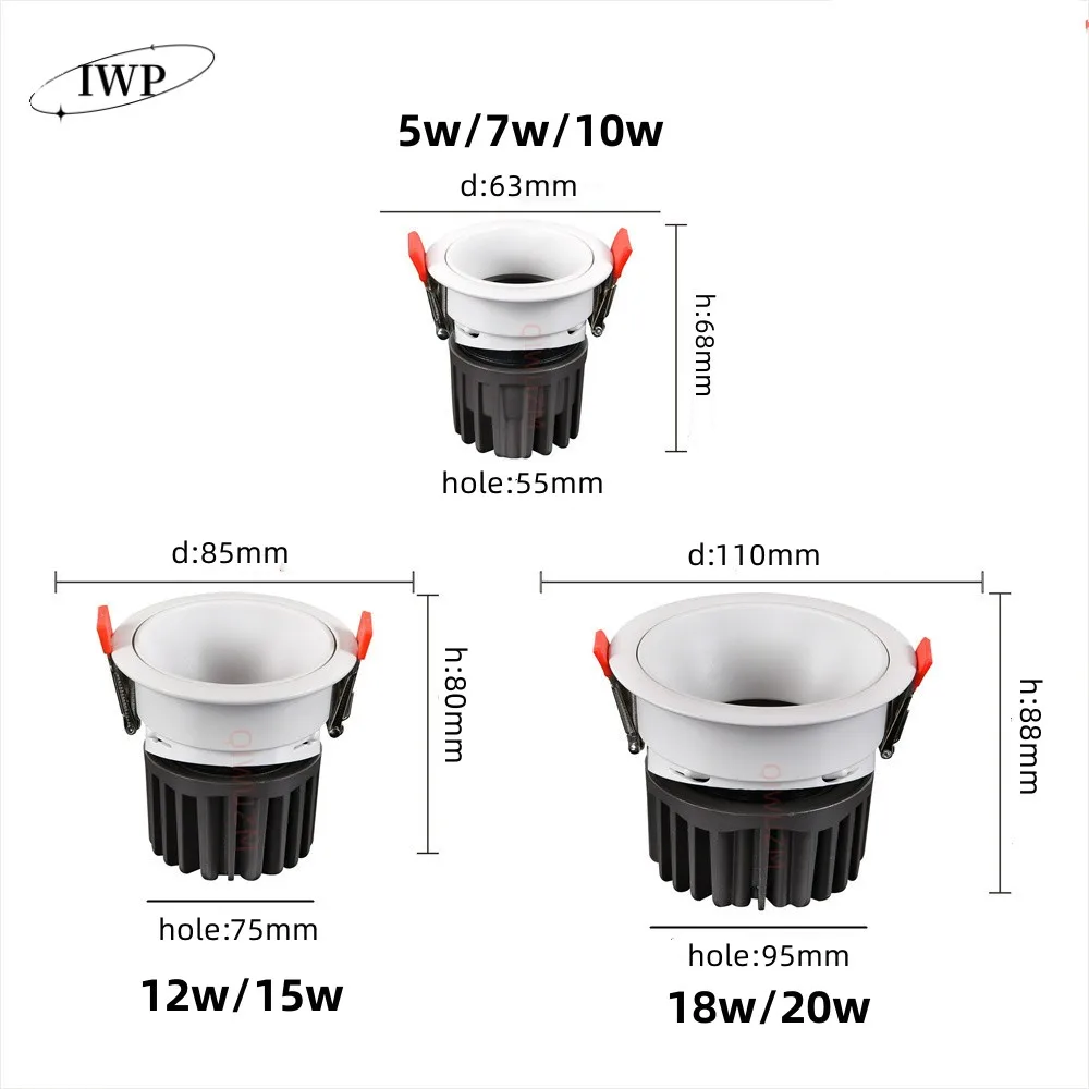 โคมไฟเพดาน AC110V220V สปอตไลท์ติดเพดาน LED 5W7W10W12W15W20W แสงพื้นหลังหรี่แสงได้