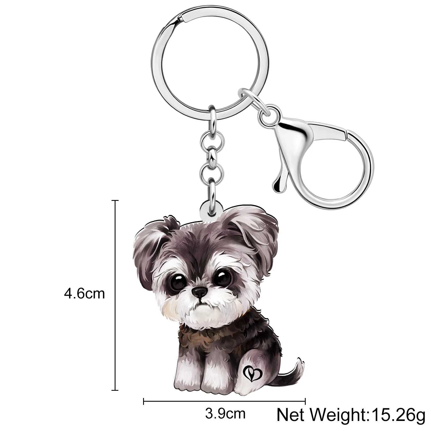 BONSNY Acrylic Adorable Plush Schnauzer Doggy Puppy Keychains Car Bag Key Ring Accessories For Women Kid Dog Lovers Pets Gifts