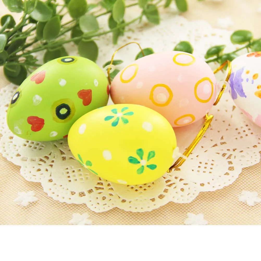12Pcs Hand Painted Plastic Easter Eggs Realistic Look Interactive Children's Activity Set for Holiday Decoration Craft