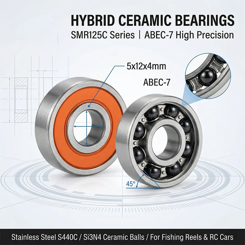 

10 шт. подшипников для катушек SMR125C 2OS CB 5x12x4, гибридные керамические шарикоподшипники из нержавеющей стали 5*12*4 SMR125 2RS RC, без смазки