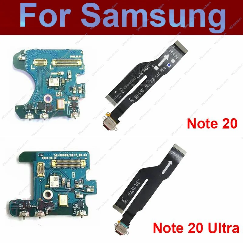 Плата для микрофона Samsung Galaxy Note 20 N981 N9810 N981B, плата с зарядным портом, Flex cablemnote20 Ultra N986B N986F N986U/D/N