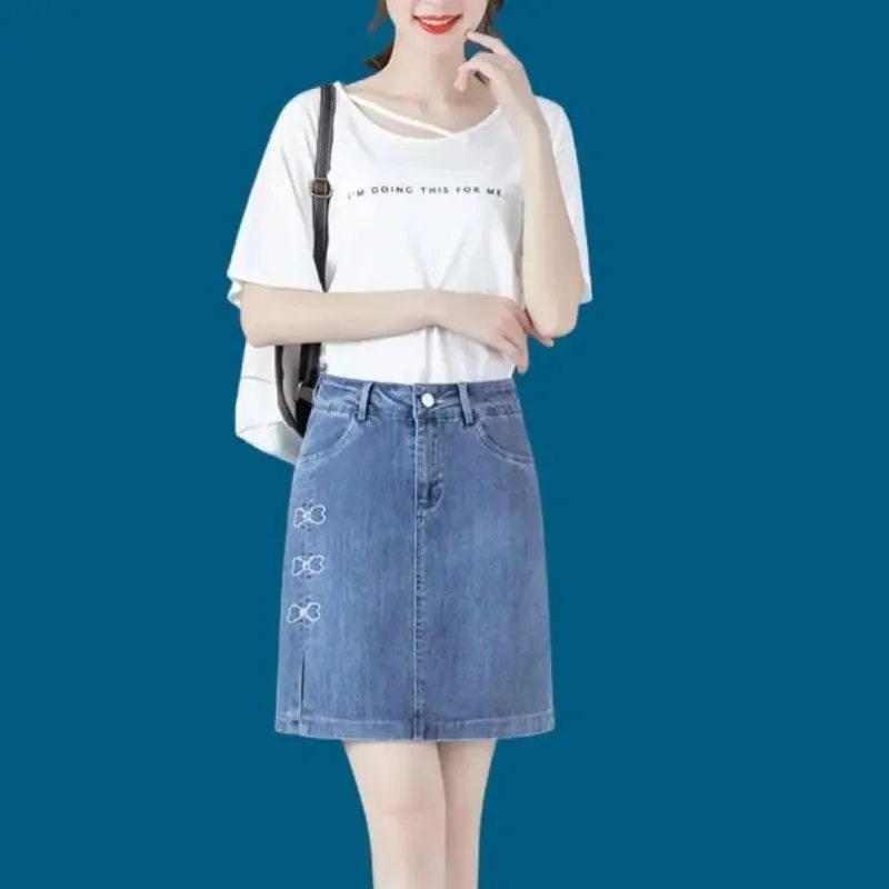 Gonna busto da donna 2025 Estate Nuova gonna longuette divisa con vita alta Moda A Forma più sottile Articolo più jeans Uniforme da ragazza scolastica