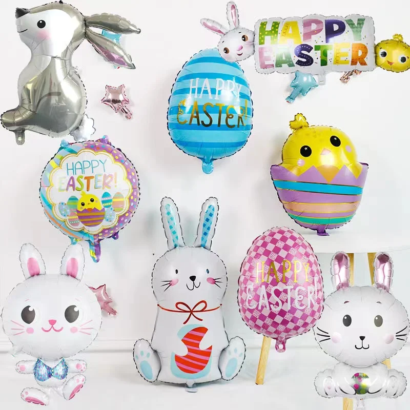 New Easter Egg Aluminum Film Balloon Jungle Easter Rabbit Egg Children Toy Party Decorative Balloon