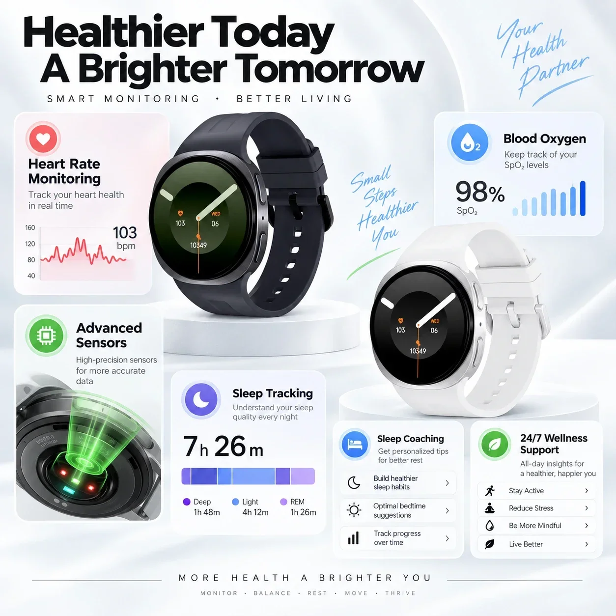 2026 New W9 Mini Smart Watch 24/7 Heart Rate Monitoring SOS Emergency Help 100+ Sports Modes Large Clear Display Fitness Tracker