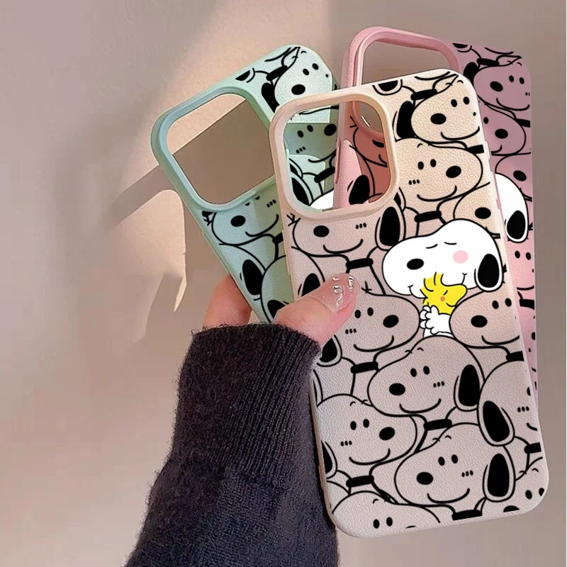 Casing Ponsel Pink Snoopy Untuk Redmi Note 10 11 12 13 14 Pro Max 12 13 14 Pro Plus 10S A3 A5 14C 13 12C Penutup Silikon Lembut Motif Lichee