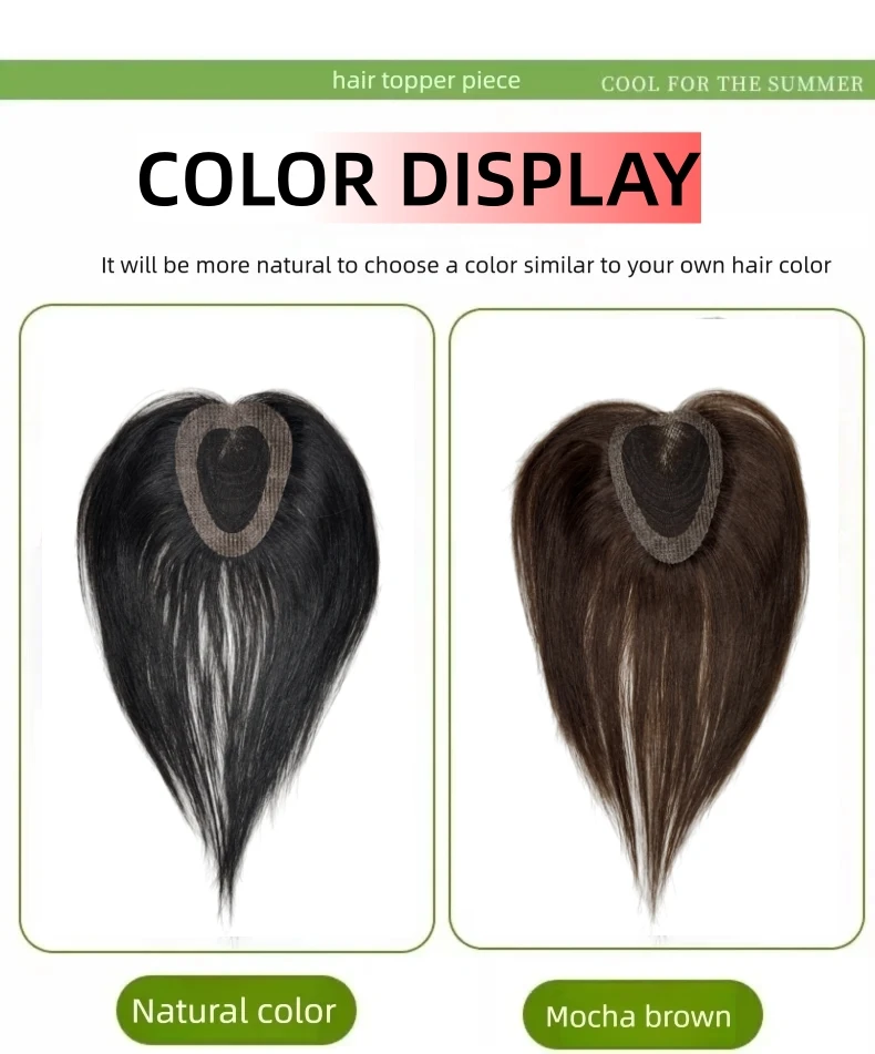 Natural Invisible Human Hair Topper for Women No Need Clips Bangs Topper Fluffy High Top Seamless Hairpiece Natural Hairline