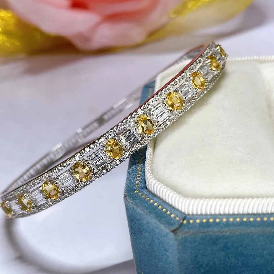 

KJJEAXCMY Natural Yellow Crystal Bracelet S925 Silver Inlaid Simple Jewelry Palace Fashion Design Women's Support testing