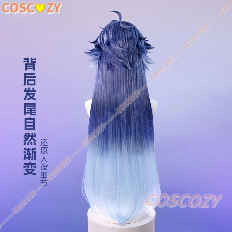 Juego Genshin Impact Flins Cosplay peluca Prop largo azul resistente al calor síntesis pelo Halloween carnaval fiesta para mujeres y hombres