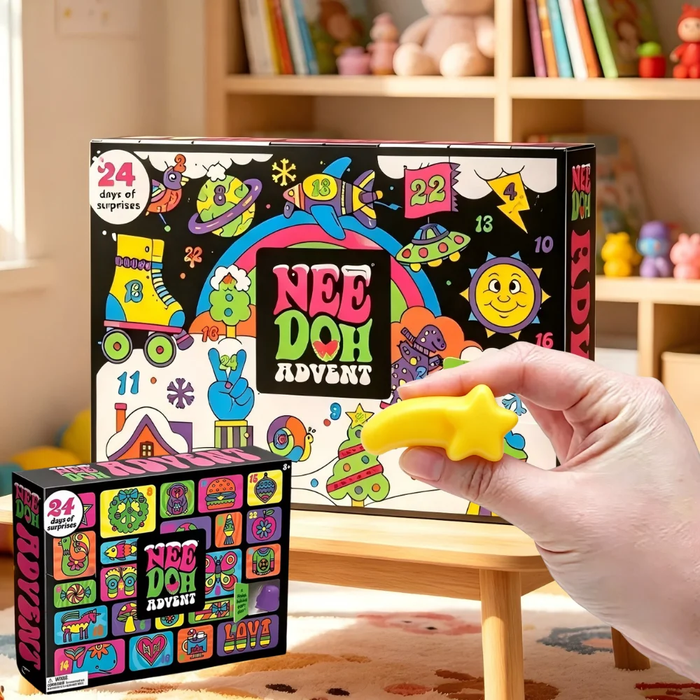 Nee Doh Weihnachts-Adventskalender 2026, 24-Tage-Countdown 3D PVC Überraschungsspielzeug, Geschenk für Feiertage & Neujahr