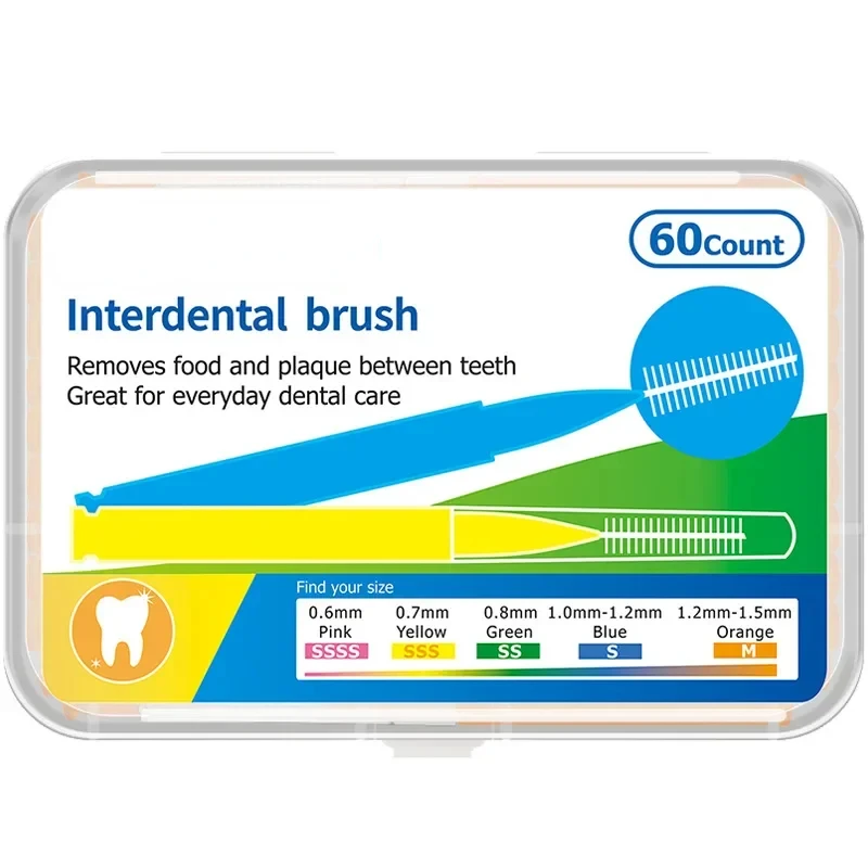 60pcs 0.4mm-1.5mm Interdental Brushes Health Care Tooth Interdental Cleaners Orthodontic Dental Teeth Brush Oral Hygiene Tool