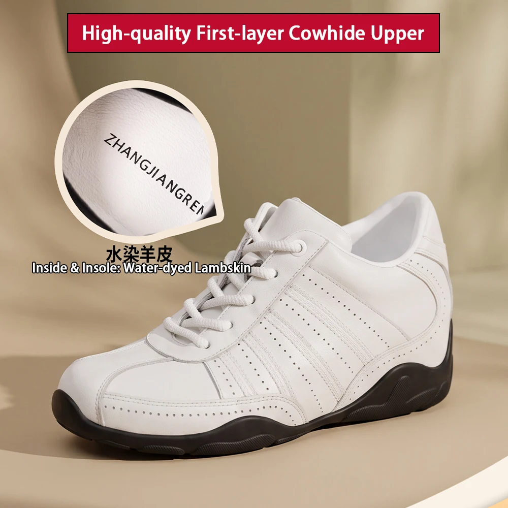 ZJR 7cm/9cm Women's Elevator Sneakers Genuine Leather Height Increasing Shoes High Quality Lightweight Inner Lift Sneakers