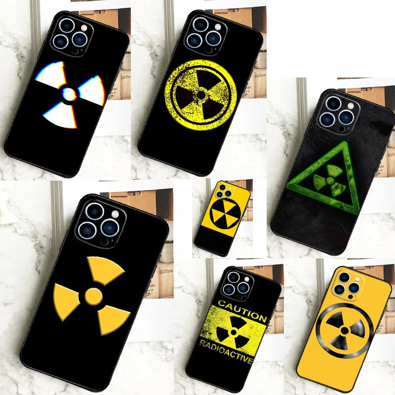 Nuclear Radiation Warning Sign Case For iPhone 16 15 14 13 12 11 Pro Max X XR XS 7 8 Plus 12 13 Mini Bumper Cover