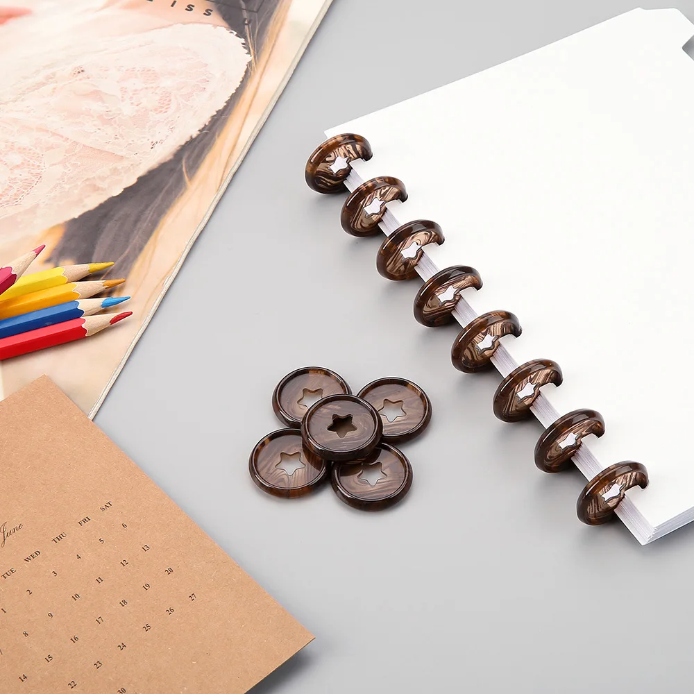 Imagem -06 - Loose-leaf Binding Ring Disc Discos Mushroom Hole Planner Binding Binder Anéis Discound Notebook Amber Star 11 Pcs 28 mm