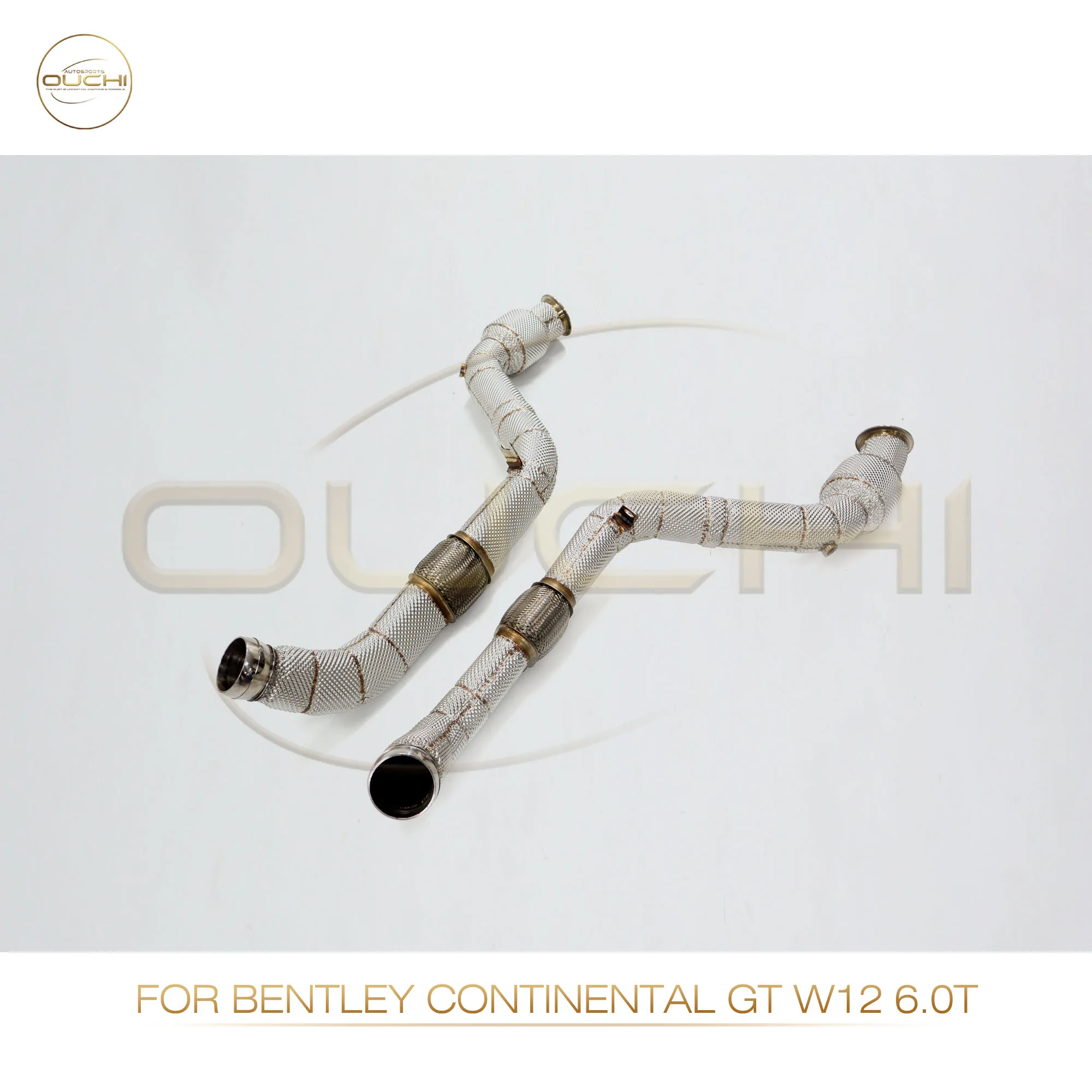 OUCHI Pipa Bawah Performa Sistem Knalpot Baja Tahan Karat Langsung Pabrik untuk Bentley Continental GT W12 6.0T dengan Pelindung Panas