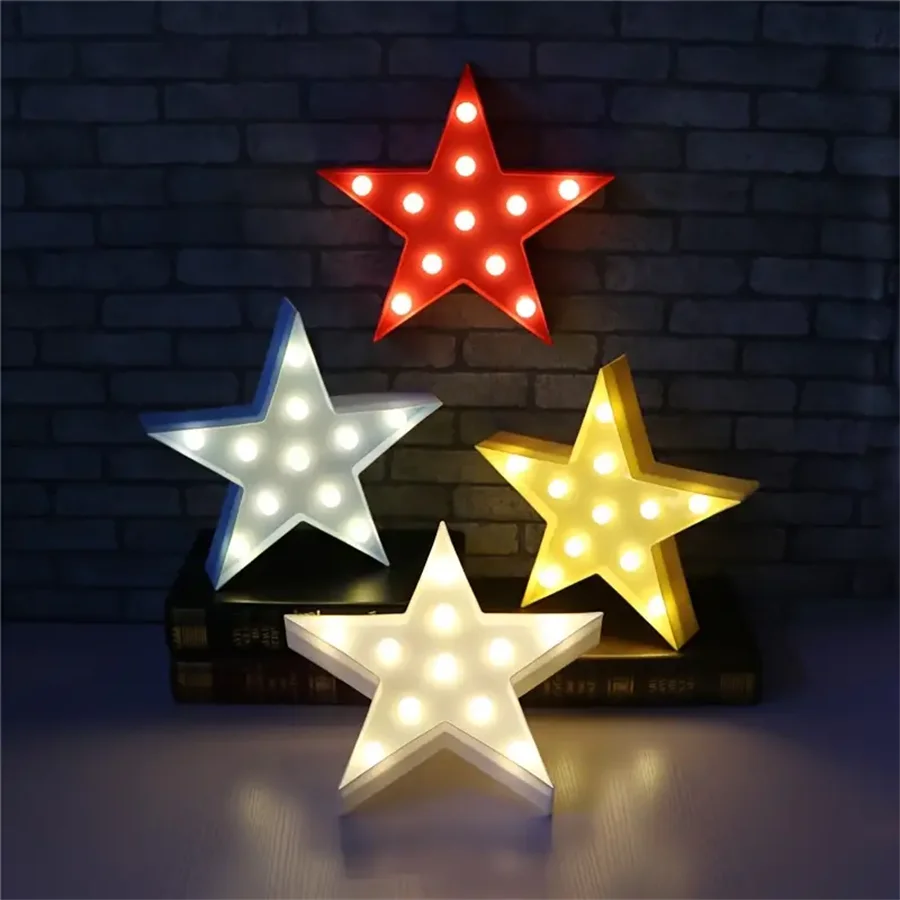 LED Pentagram Decorative Lights Battery Power Star Decor Neon Light For Girls Bedroom Wall Decoration Stage Atmosphere Lamp