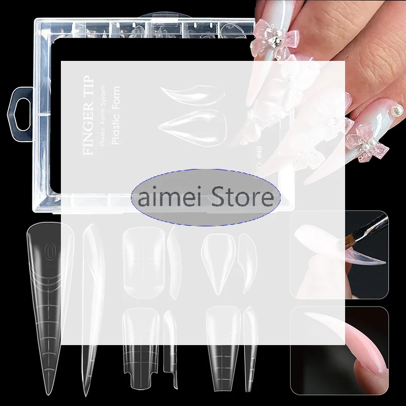 70/140/150pcs False Nail Tips Short Curved Stiletto Clear Soft Fake Nails Extension For DIY Nail Salon Manicure
