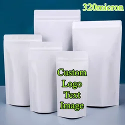 50PCS 32Wire White Paper Stand-up Ziplock Packaging Bag DIY Logo Print Drip Coffee Powder Snack Spice Tea Dates Storage Pouches