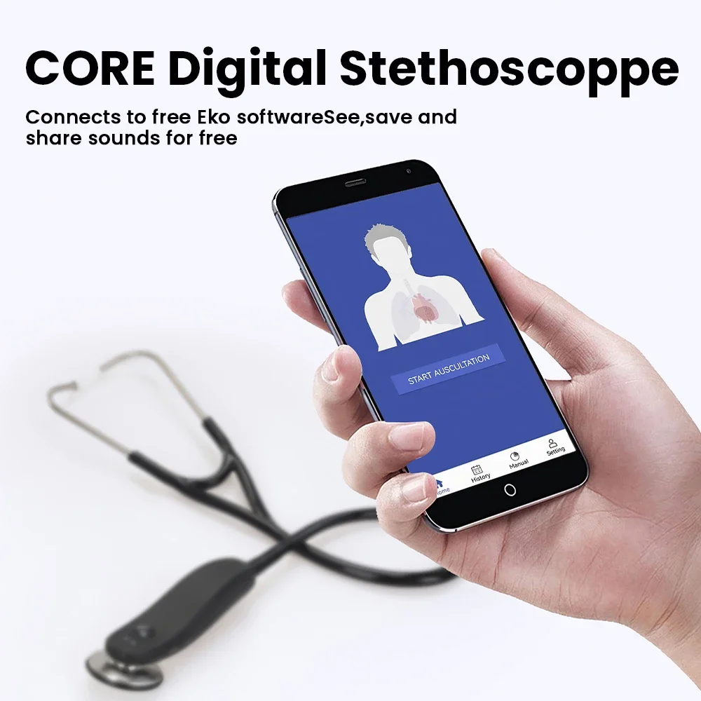 Digital Bluetooth Wireless Intelligent Electronic Stethoscope 40x Magnification for Clinics, Hospitals Record and Share Data