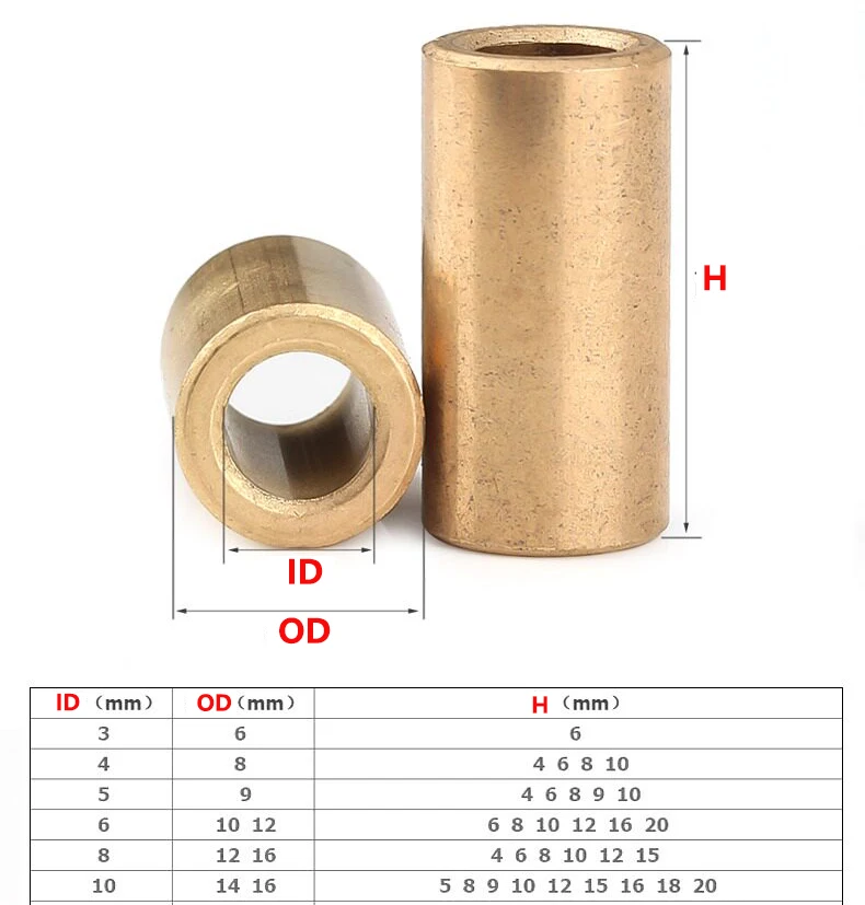 Inner Diameter: 3/4/5/6/8/10mm Powder Metallurgy Oil Bearing Copper Sleeve Pure Copper Shaft Sleeve