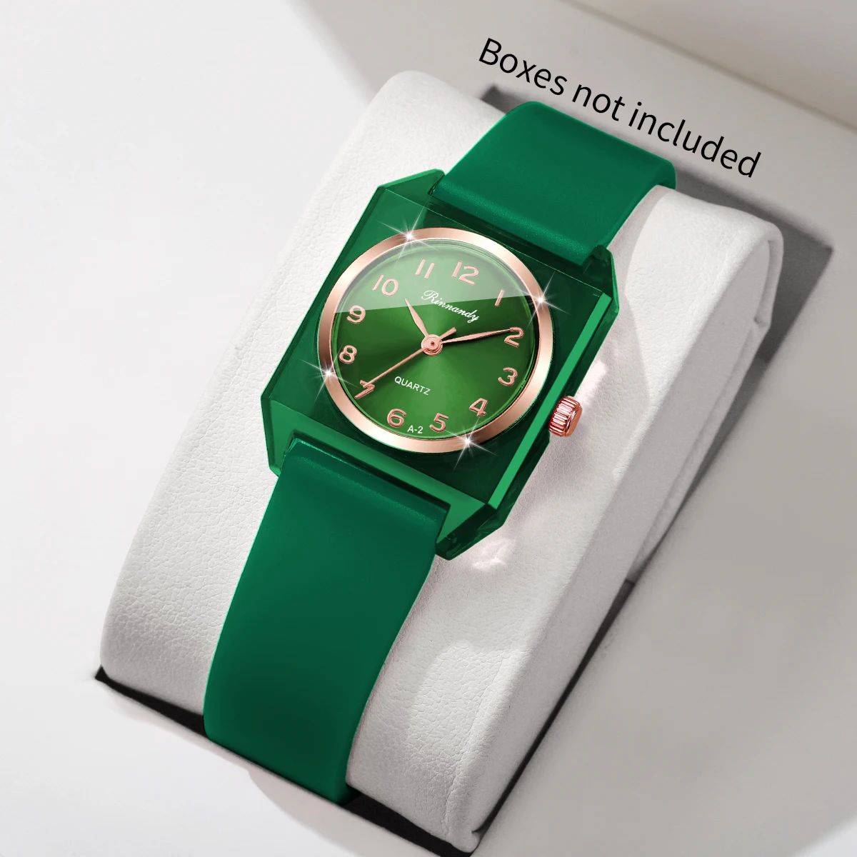 Fashion Arabic Dial Women Watches Square Green Silicone Strap Ladies Quartz Wristwatches Relogio Feminino (Without Box)
