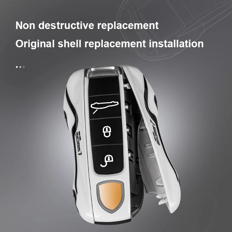 For Porsche Panamera Cayenne Macan 718 Cayman Boxster 911 Taycan Car 72 Concept Painted Key Case Protective Shell Fob Cover