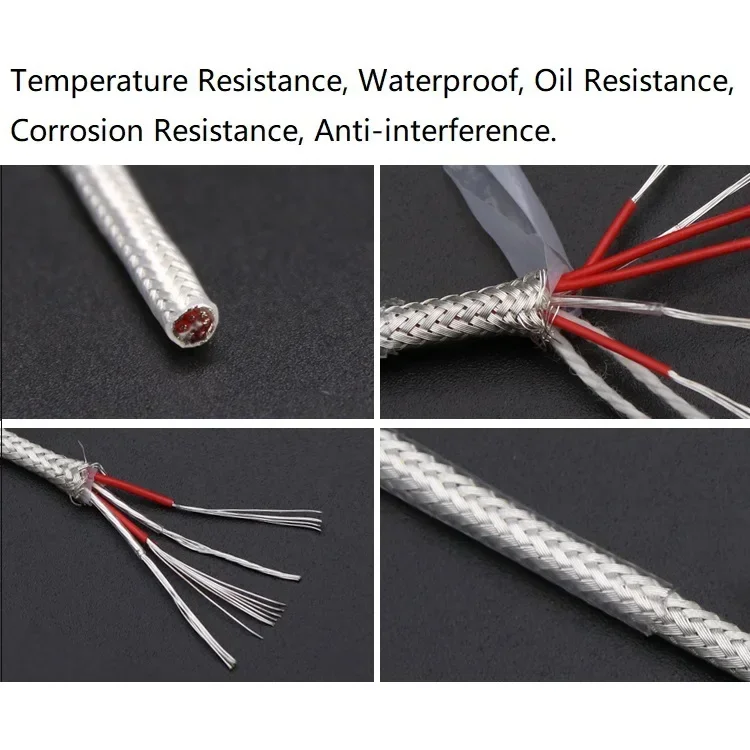 Fio de compensação pt100 2 3 4 6 núcleos isolador ptfe banhado a prata escudo de cobre linha de sinal cabo sensor de resistência térmica