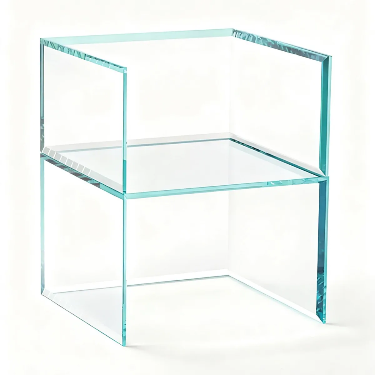 Sedia da pranzo minimalista italiana in vetro, piccola sedia con schienale e braccioli per la casa