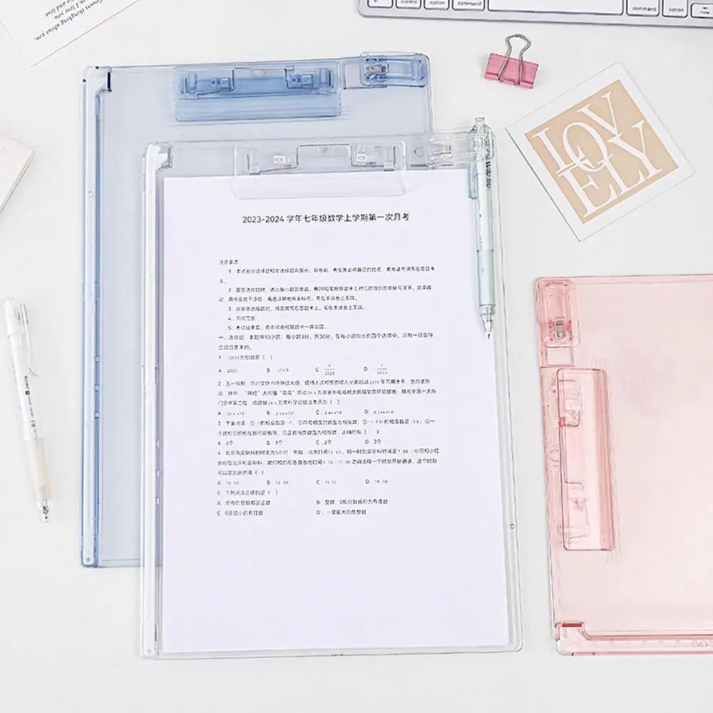Portable Acrylic A4 File Folder Thickening Vertical Writing Splint Transparent Writing Board Clip Students