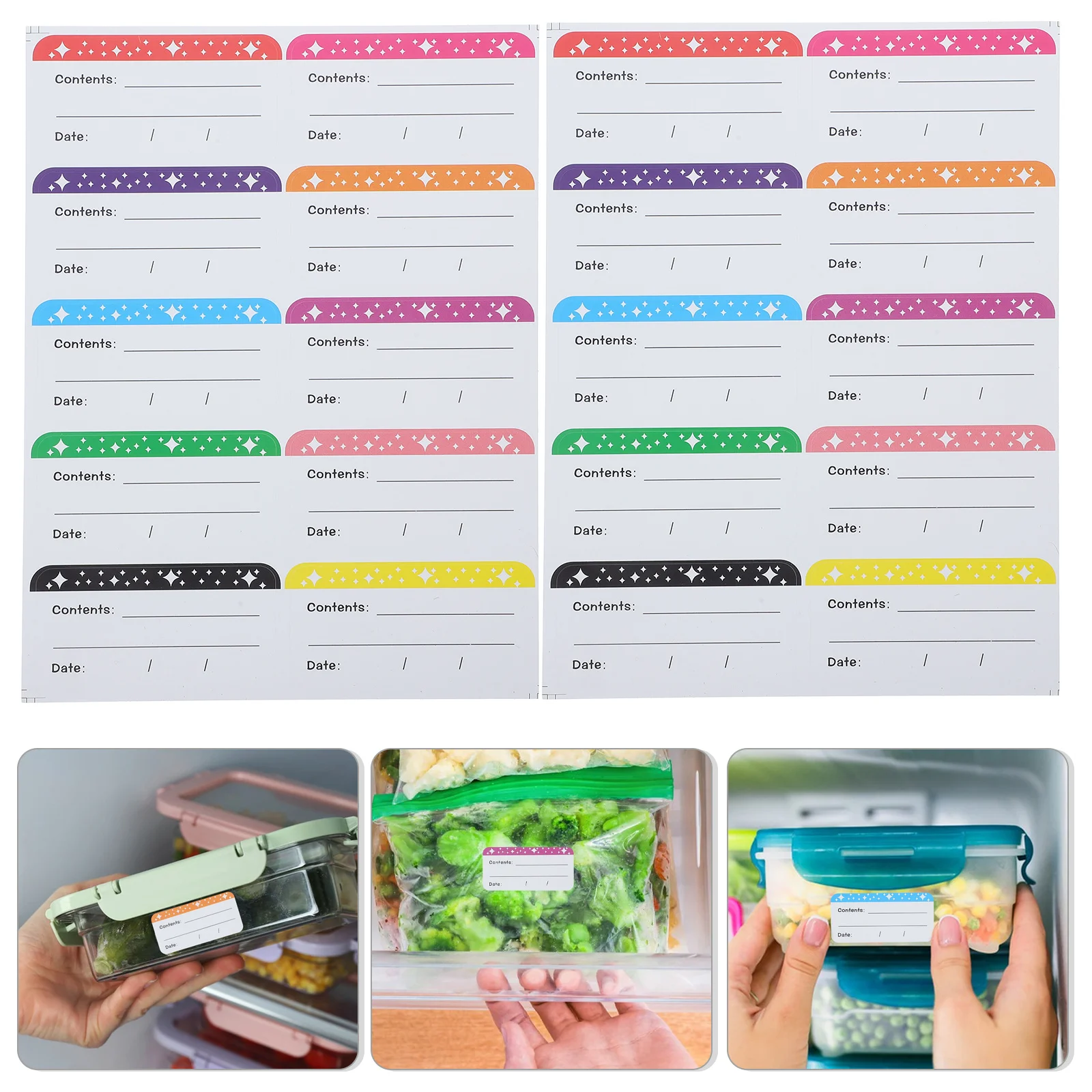 

50 Sheets Food Freezer Labels Waterproof Stickers for Pantry Containers Refrigerator Kitchen Date Tags Food Labels