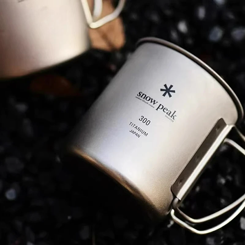 snow peak Titanium Cup Foldable Handle Lightweight Outdoor Camping Mug
