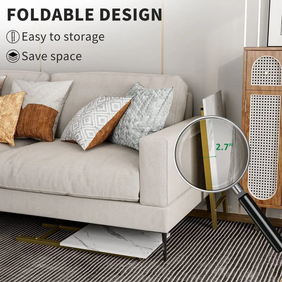 طاولات صينية التلفزيون، مجموعة من طاولتين جانبيتين للمكان الصغير، طاولات تناول الوجبات الخفيفة في الأريكة، طاولات قابلة للطي مع صينية تقديم قابلة للإزالة، P #5