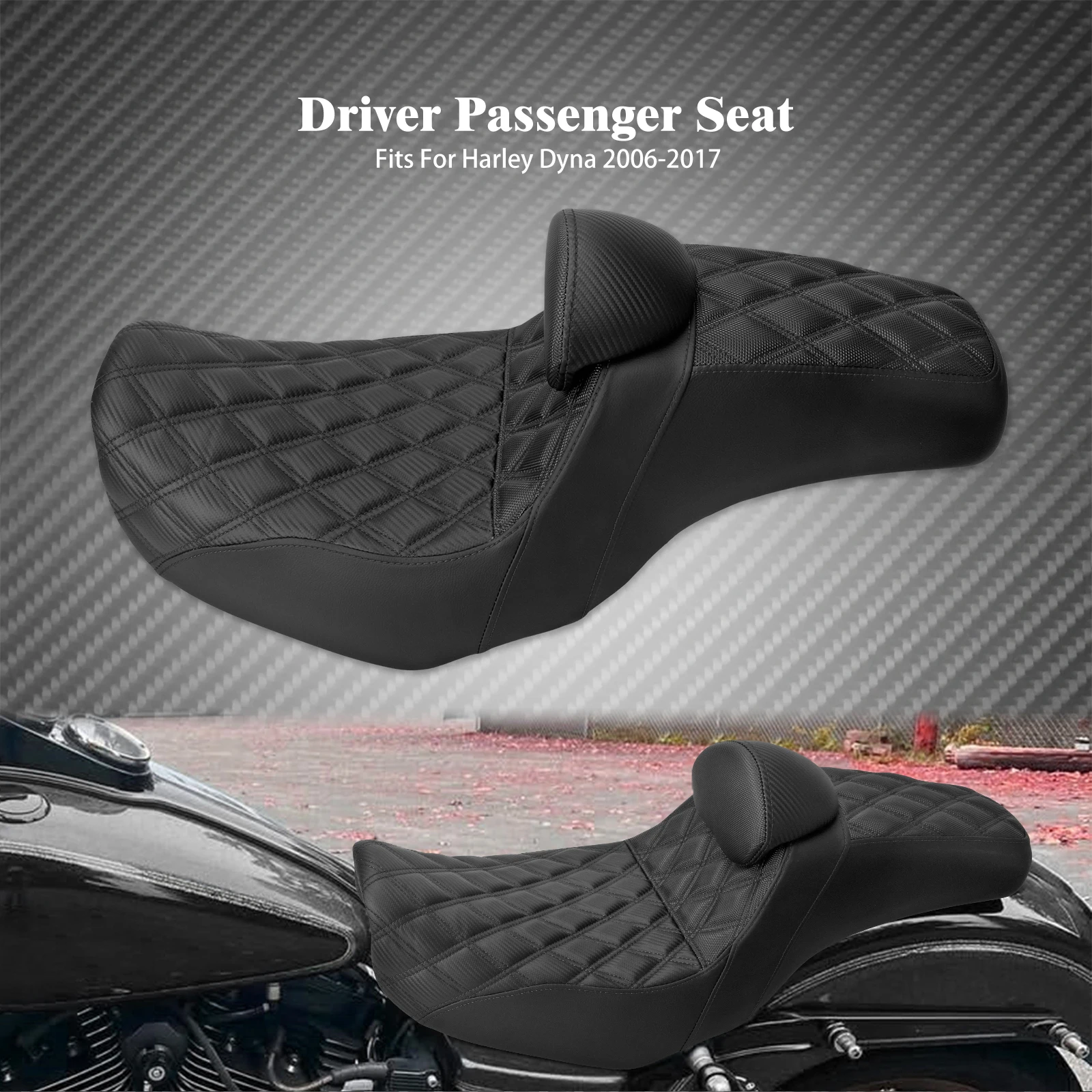 Motorcycle Driver Passenger Two Up Seat With Backrest Cushions Leather Rider Seat For Harley Dyna Low Rider Fat Bob FLD 06-2017
