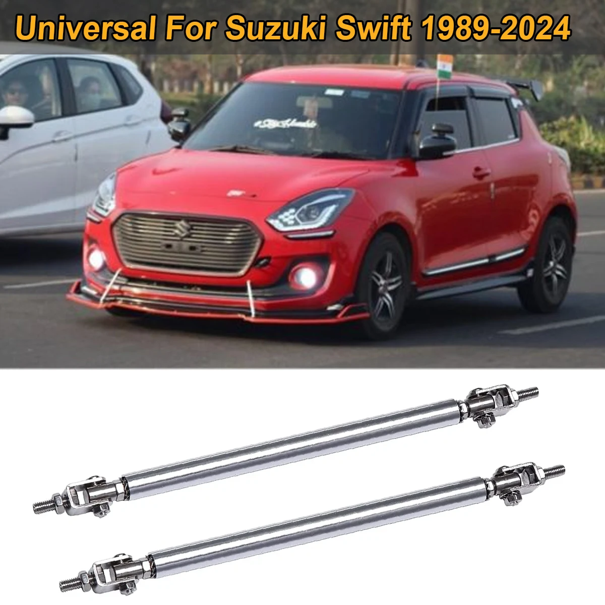 Front Bumper Lip Splitter Diffuser Support Strut Rod Tie Bars Universal For Suzuki Swift 1989-2024  Car Tuning Accessories