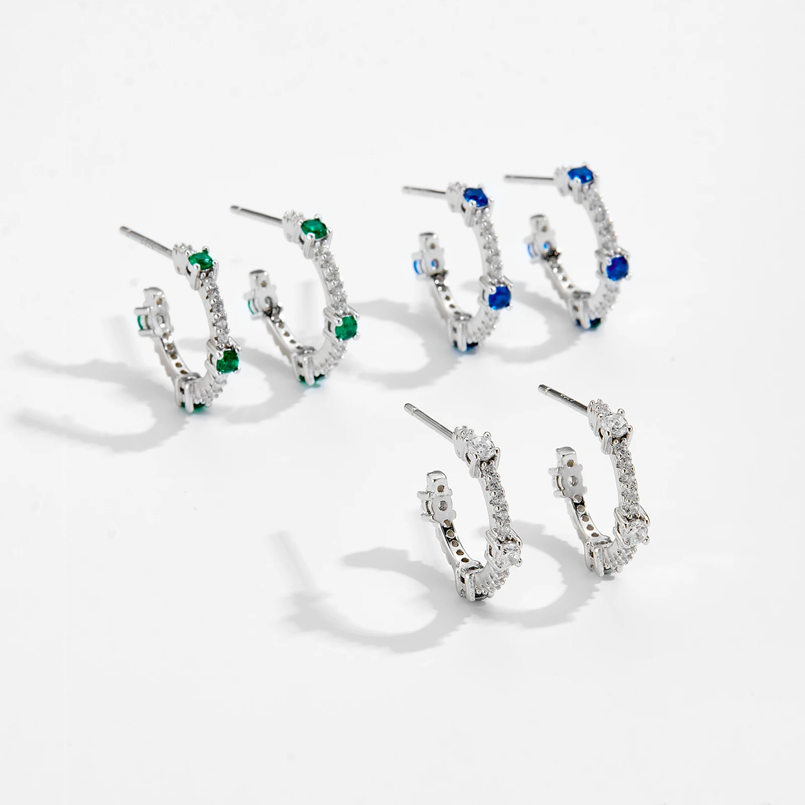 

VEWANT Dazzling 925 Sterling Silver Hoop Earrings Zircon Green Blue CZ 2025 Women Luxury Fine Rock Punk Birthday Gift