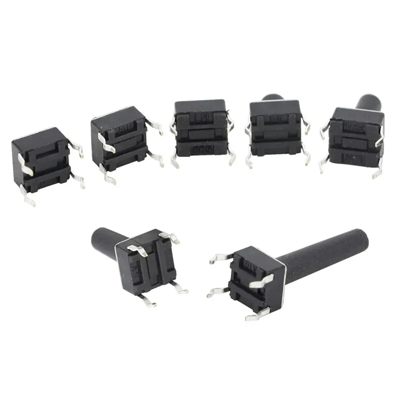 50PCS 6X6X5/4.3/6/7/8/9/10/11-14MM Tact Switch Push Button Switch 12V Copper 4PIN DIP Micro Switch For TV/Toys/home use Button