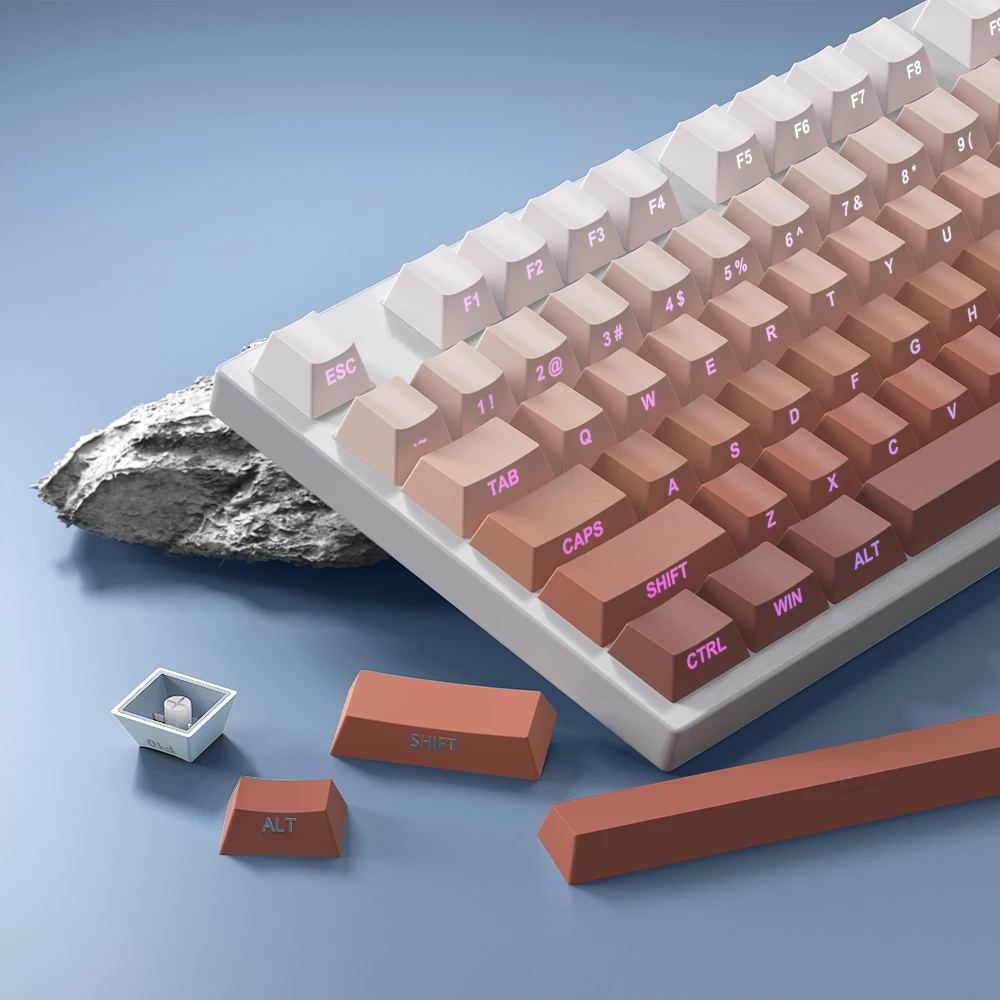 غطاء مفاتيح PBT متدرج للوحة مفاتيح cherer MX ، مظهر الكرز ، نقش جانبي ، لون مزدوج ، قولبة بالحقن ، أمامية ، مفاتيح