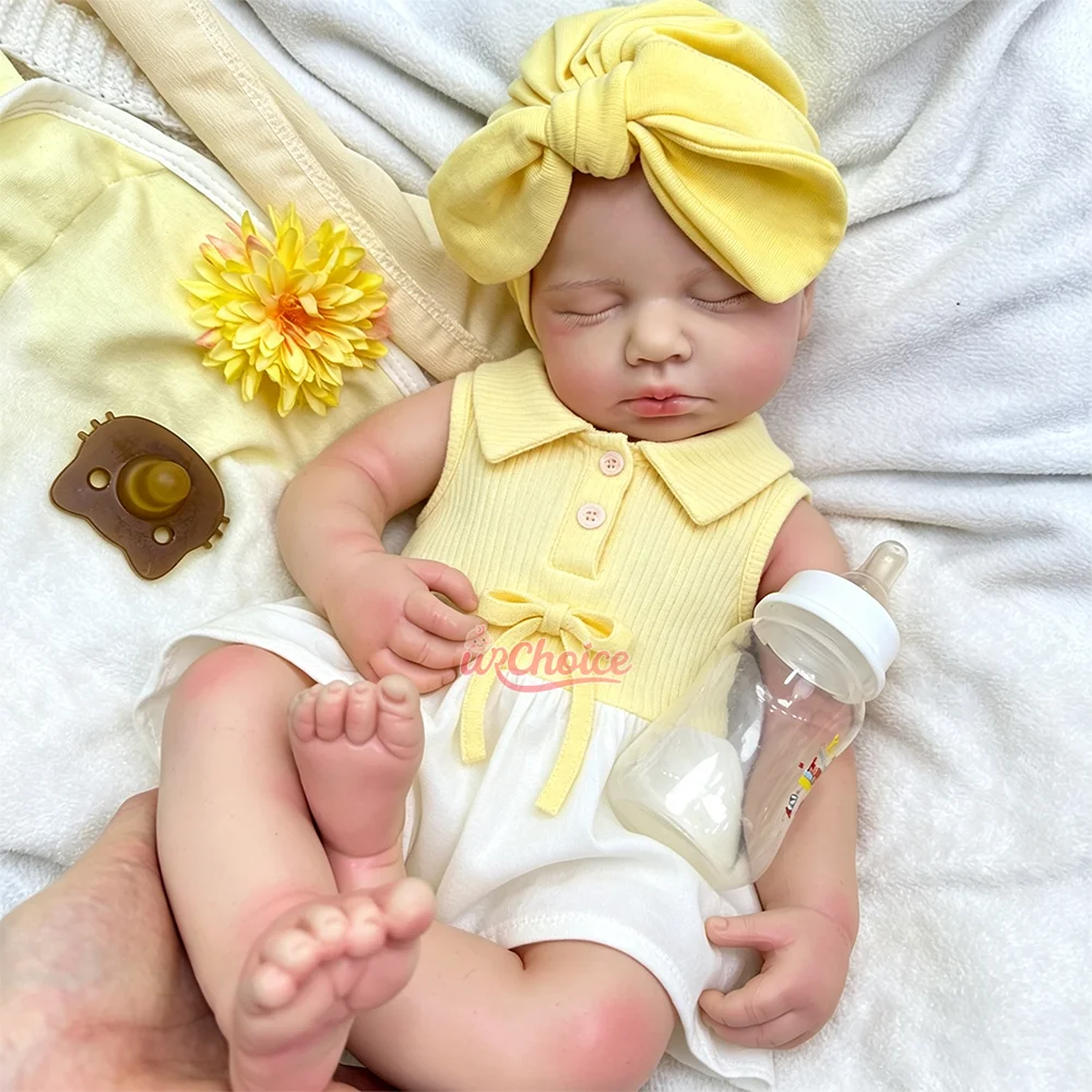 Soft Cute 20 Inch Silicone Reborn Doll Preemie Sleeping Weighted Full Body Hand-Painted Open Mouth Reborn Doll Spain Art Doll