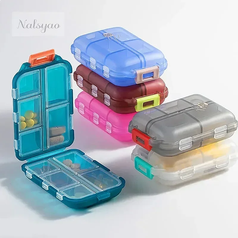 Wholesale Portable Medicine Pill Box 10 Cells Waterproof Moisture Proof Independent Grid Small Container Storage