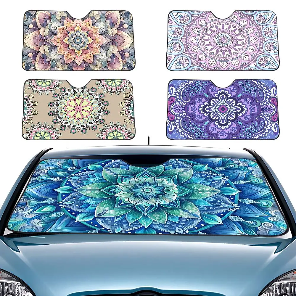 

Солнцезащитный козырек для автомобиля с узором серии Mandala - универсальный размер 70x130 см, защита от ультрафиолета и ветра, для украшения автомобиля