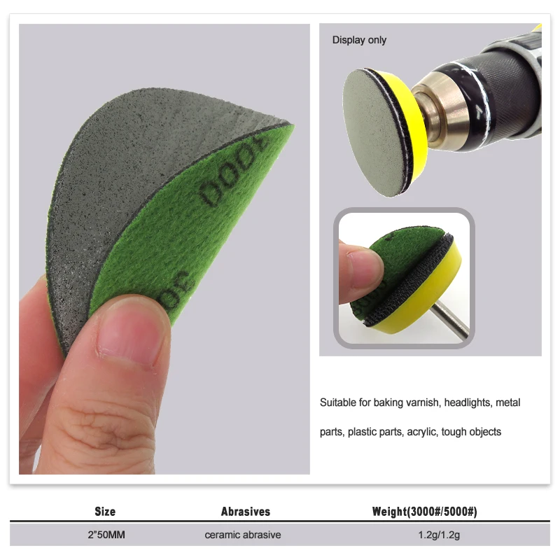 2 Inch 50mm Hook and Loop Foam Disc Wet Dry Sponge Sandpaper 3000/5000 Grit Sanding Paper for Car Wood Drywall Metal Polishing