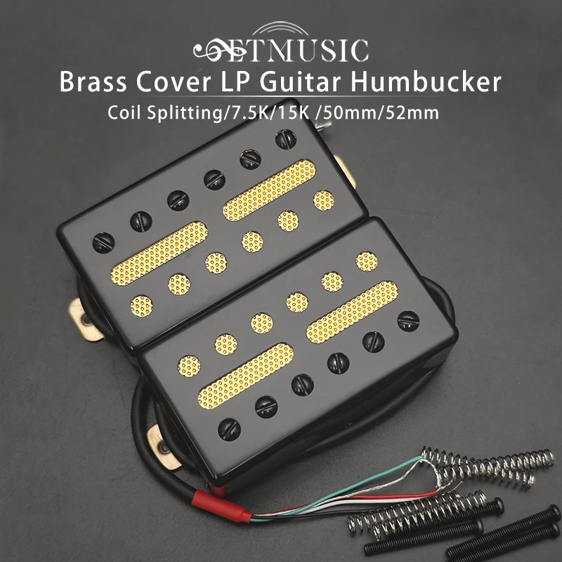 Brass Cover Pickup New Style Coil Splitting Pickup 7.5K/15K 12 Hole+2 Slot 4 Conducts Cable Output Black/Gold/Chrome